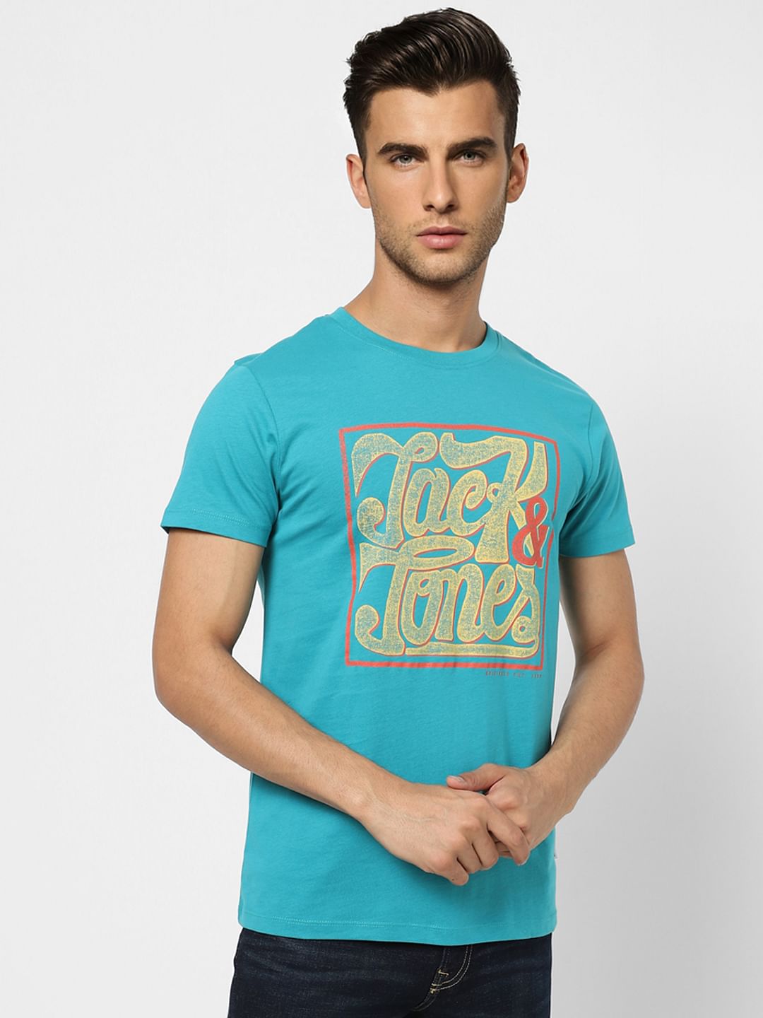 Blue Graphic Print Crew Neck T-shirt