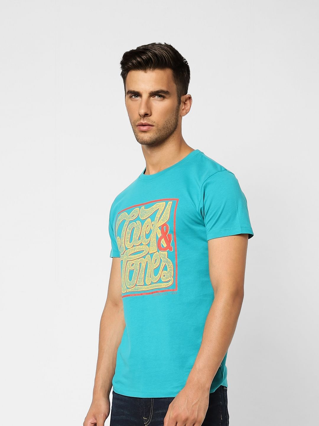 Blue Graphic Print Crew Neck T-shirt