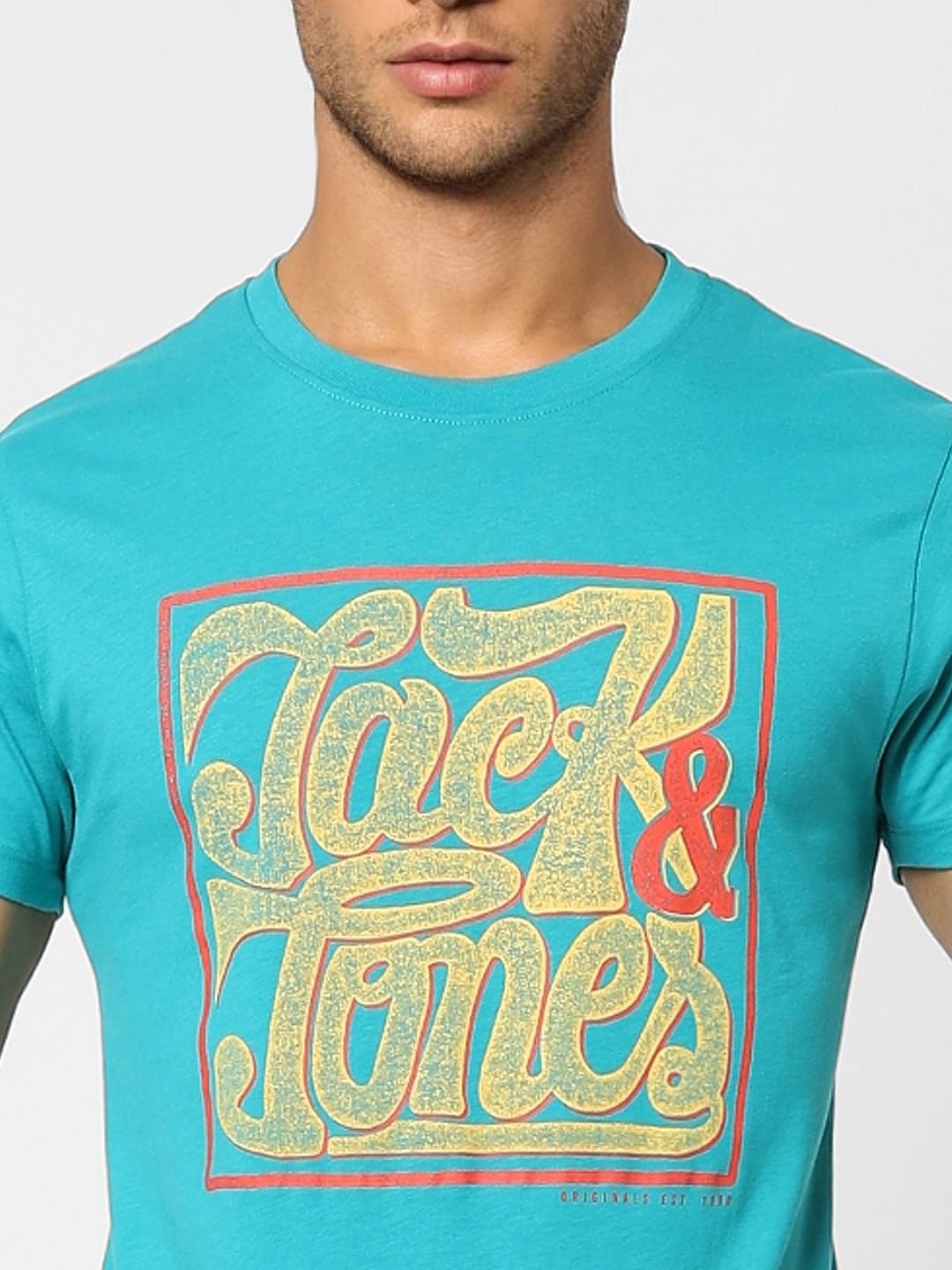 Blue Graphic Print Crew Neck T-shirt