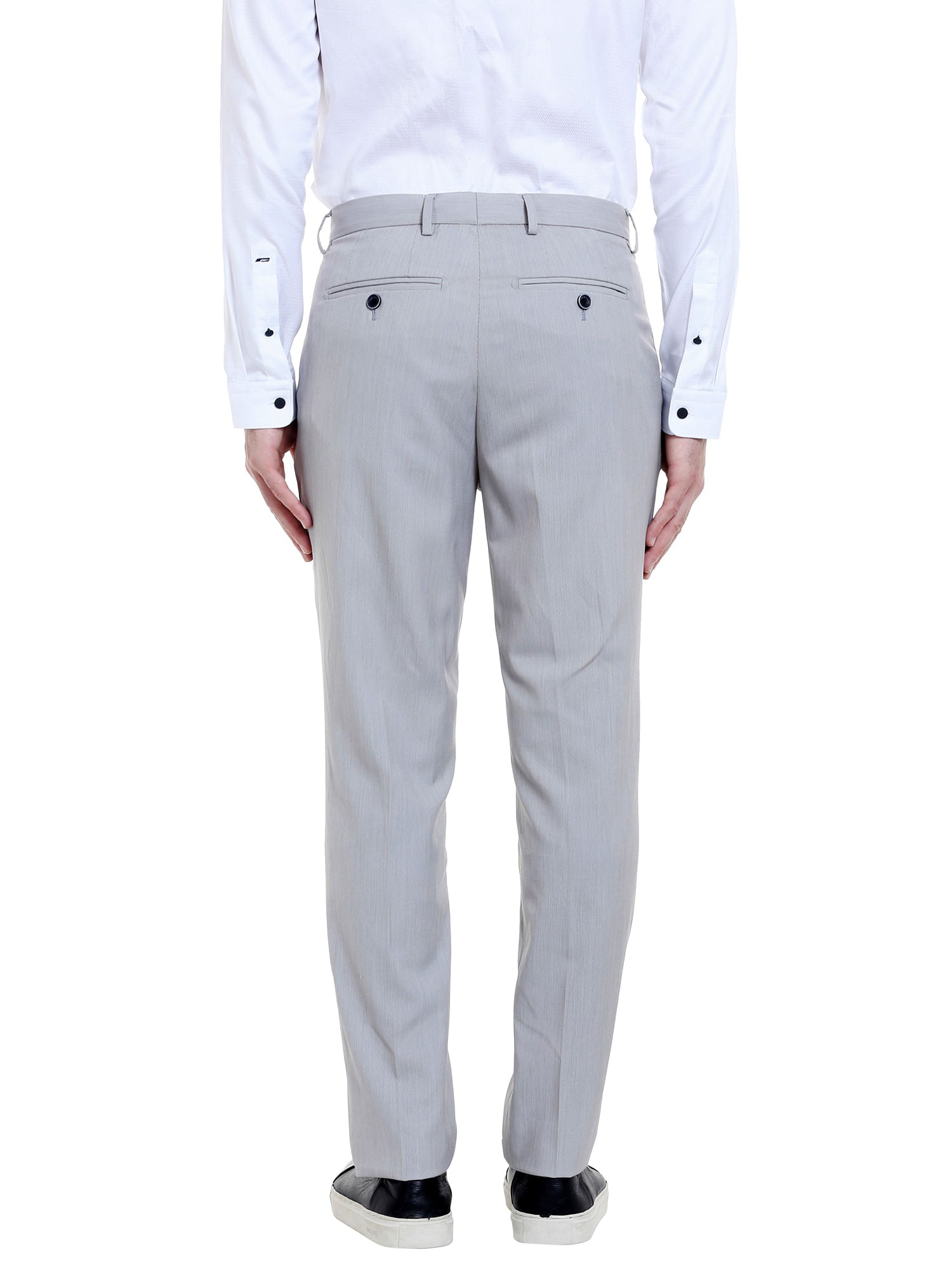 Grey Mid Rise Formal Trousers