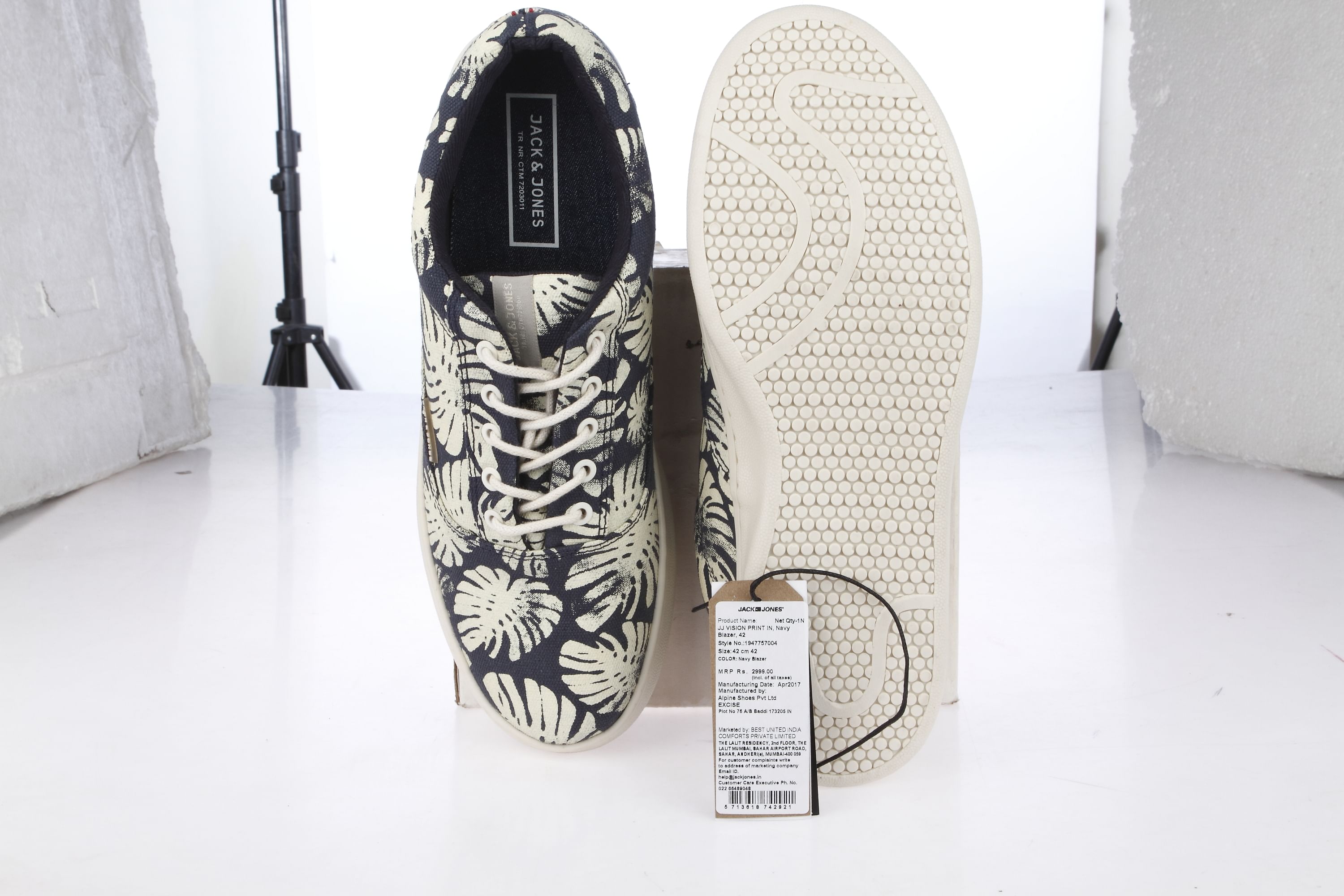 Blue Printed Canvas Trainers