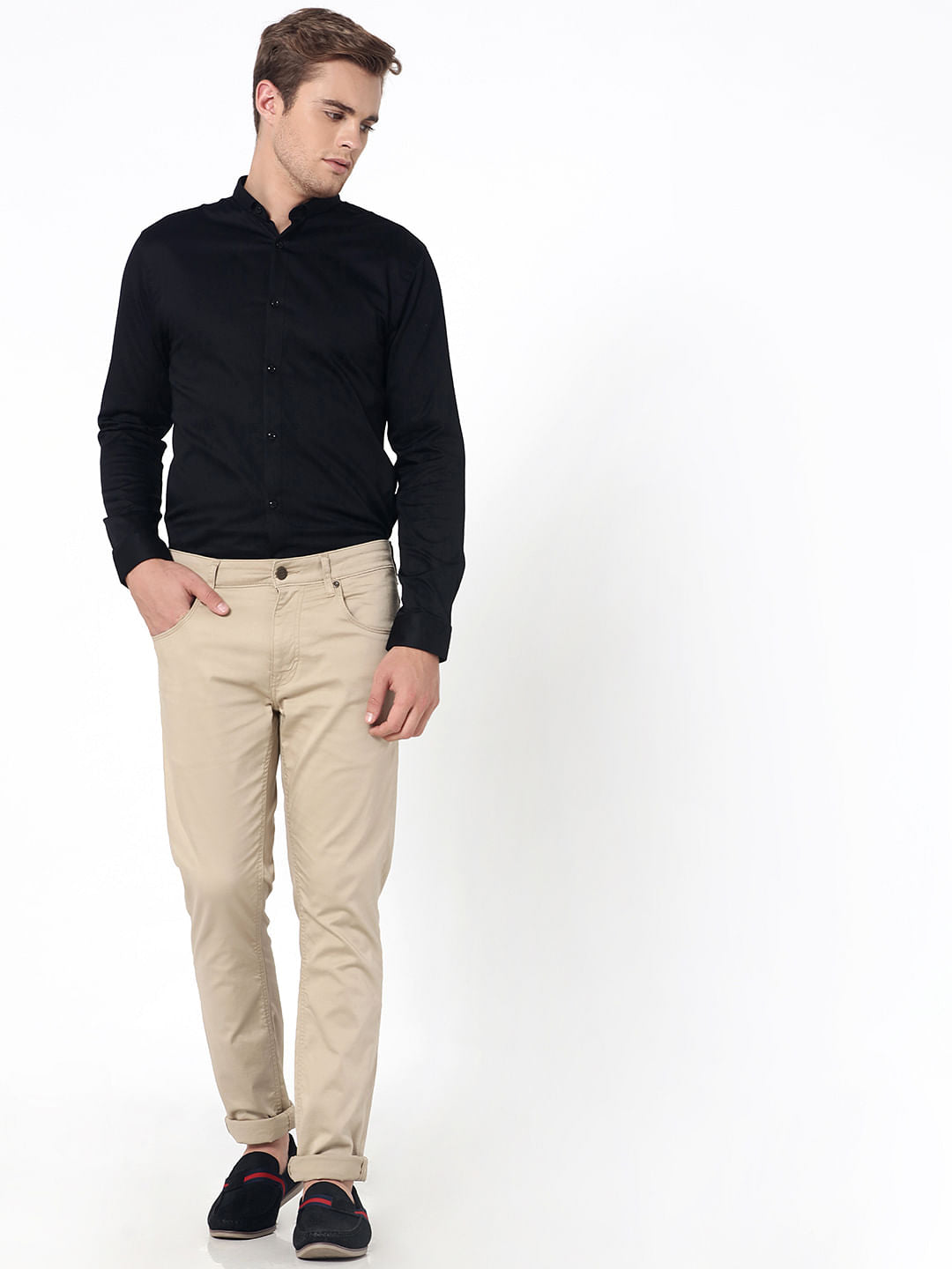 Beige Slim Fit Pants