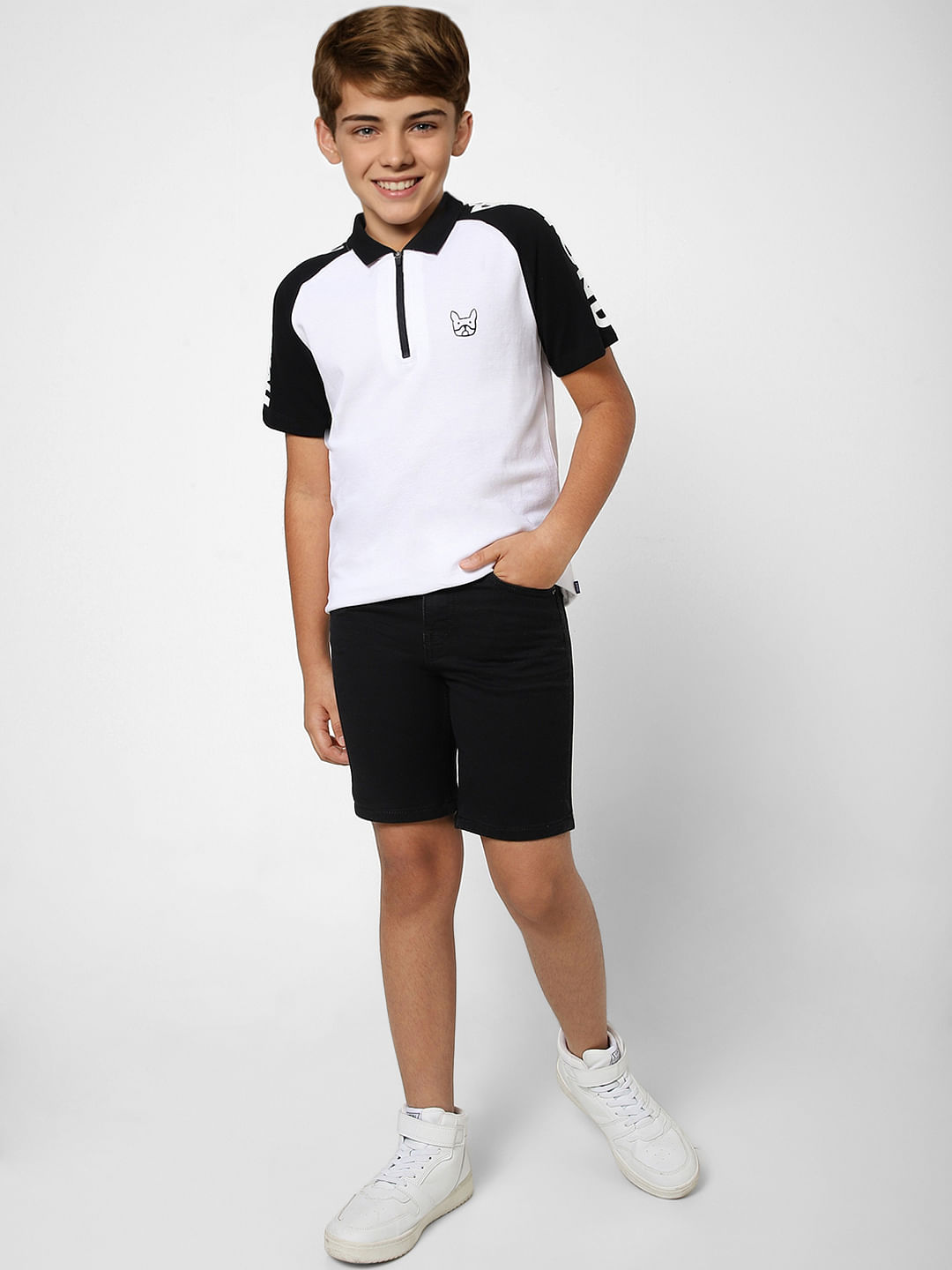 Boys White Polo Neck T-shirt - 9/10Y