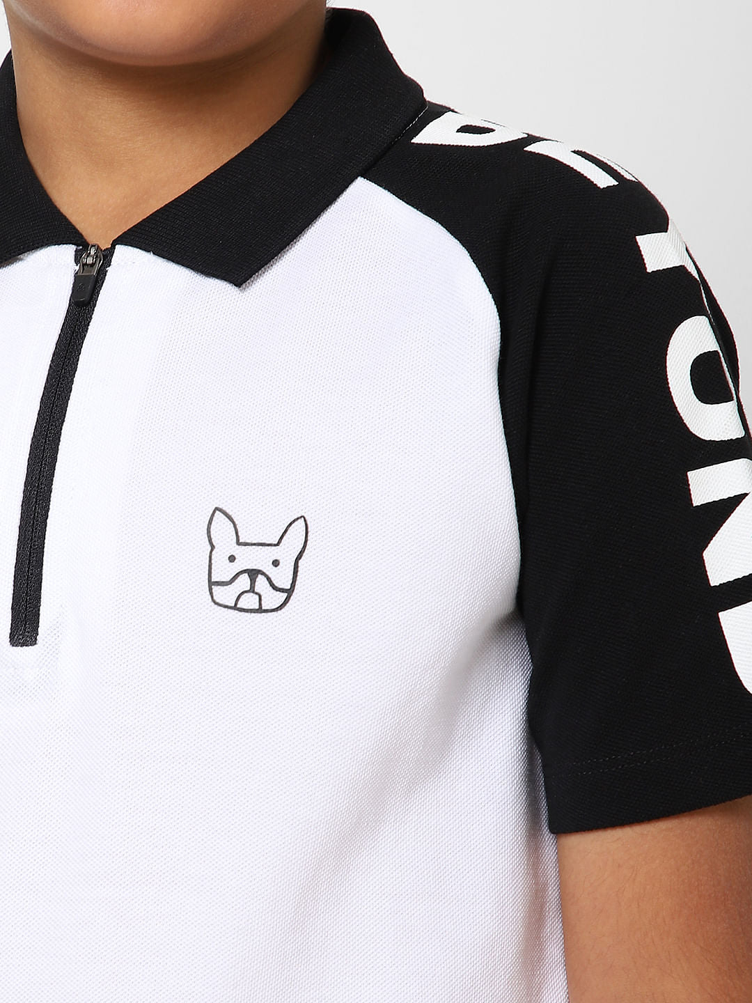 Boys White Polo Neck T-shirt