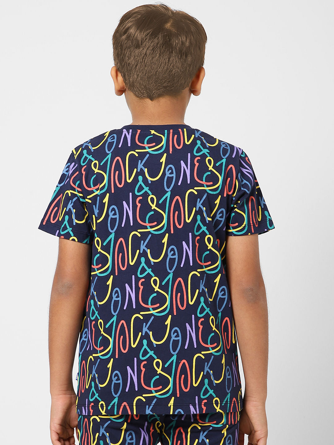 Boys Blue Printed Co-ord T-shirt