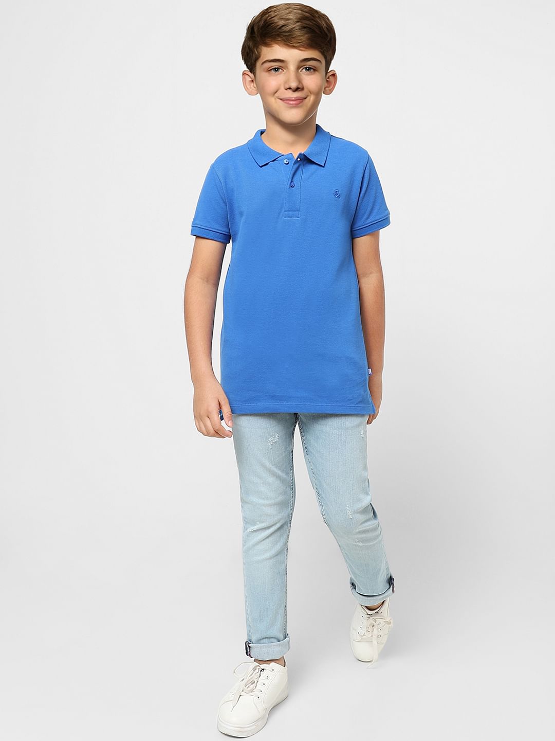 Boys Blue Polo Neck T-shirt - 4/5Y