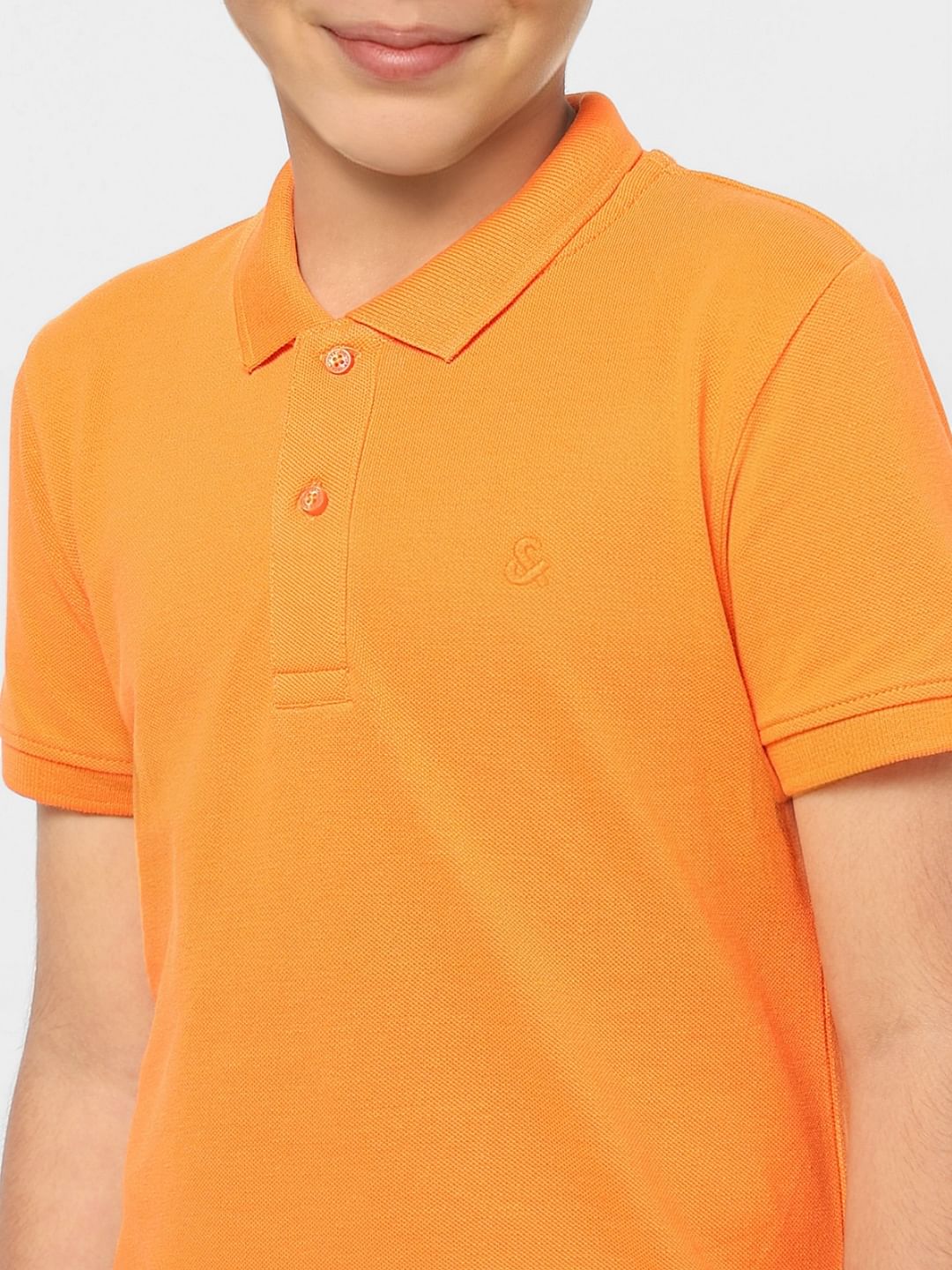 Boys Orange Polo Neck T-shirt