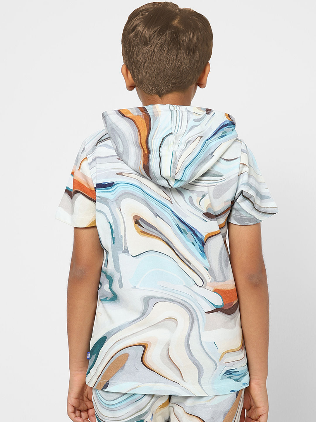 BOYS Blue Printed Hooded Sweatshirt
