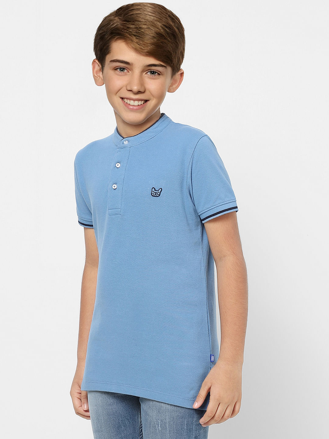 Boys Blue Polo Neck T-shirt