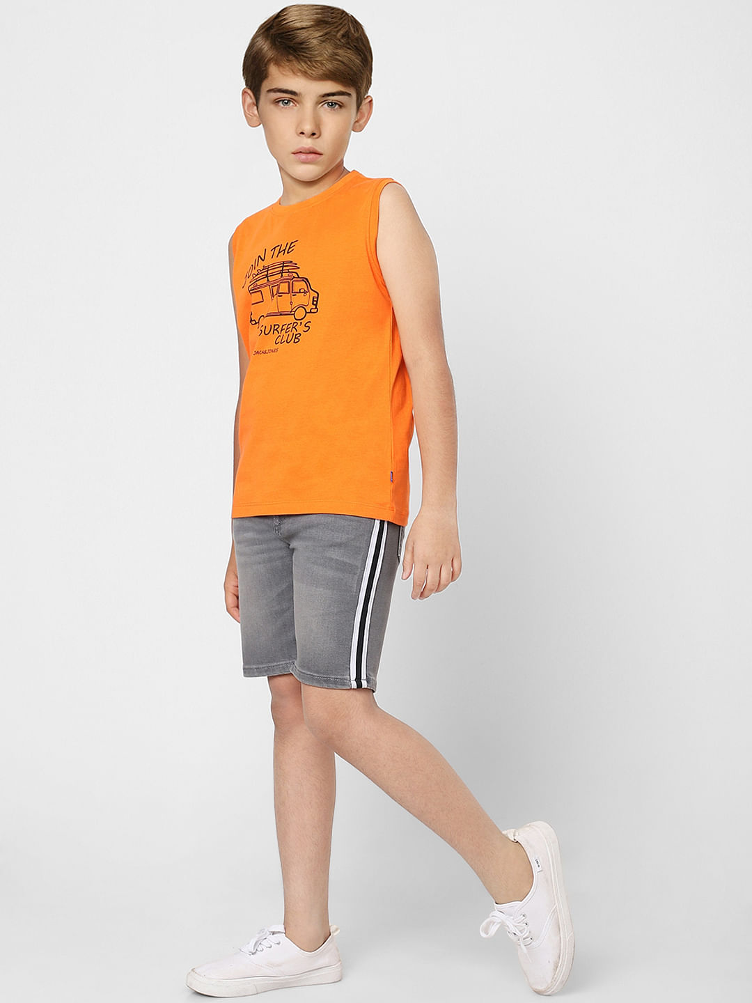 Boys Orange Graphic Print Crew Neck T-shirt - 4/5Y