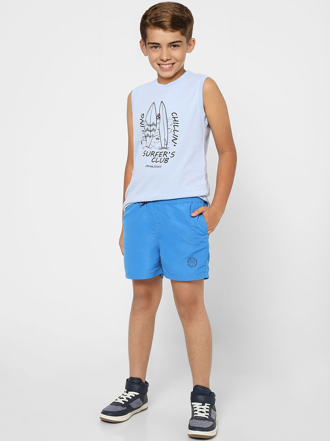 Boys Blue Graphic Print Crew Neck T-shirt - 4/5Y