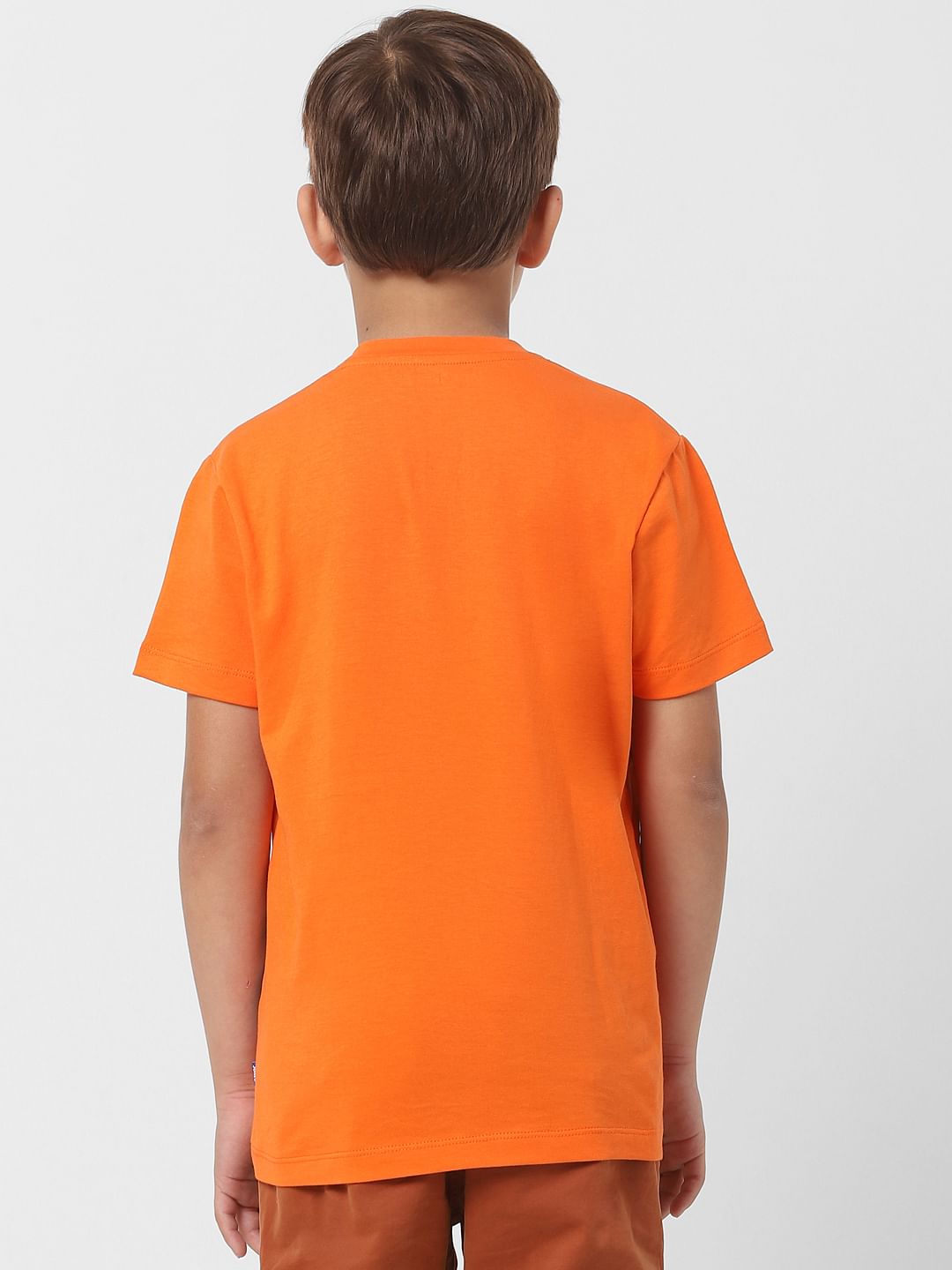 Boys Orange Graphic Print T-shirt
