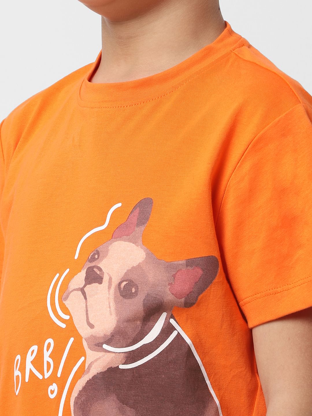 Boys Orange Graphic Print T-shirt