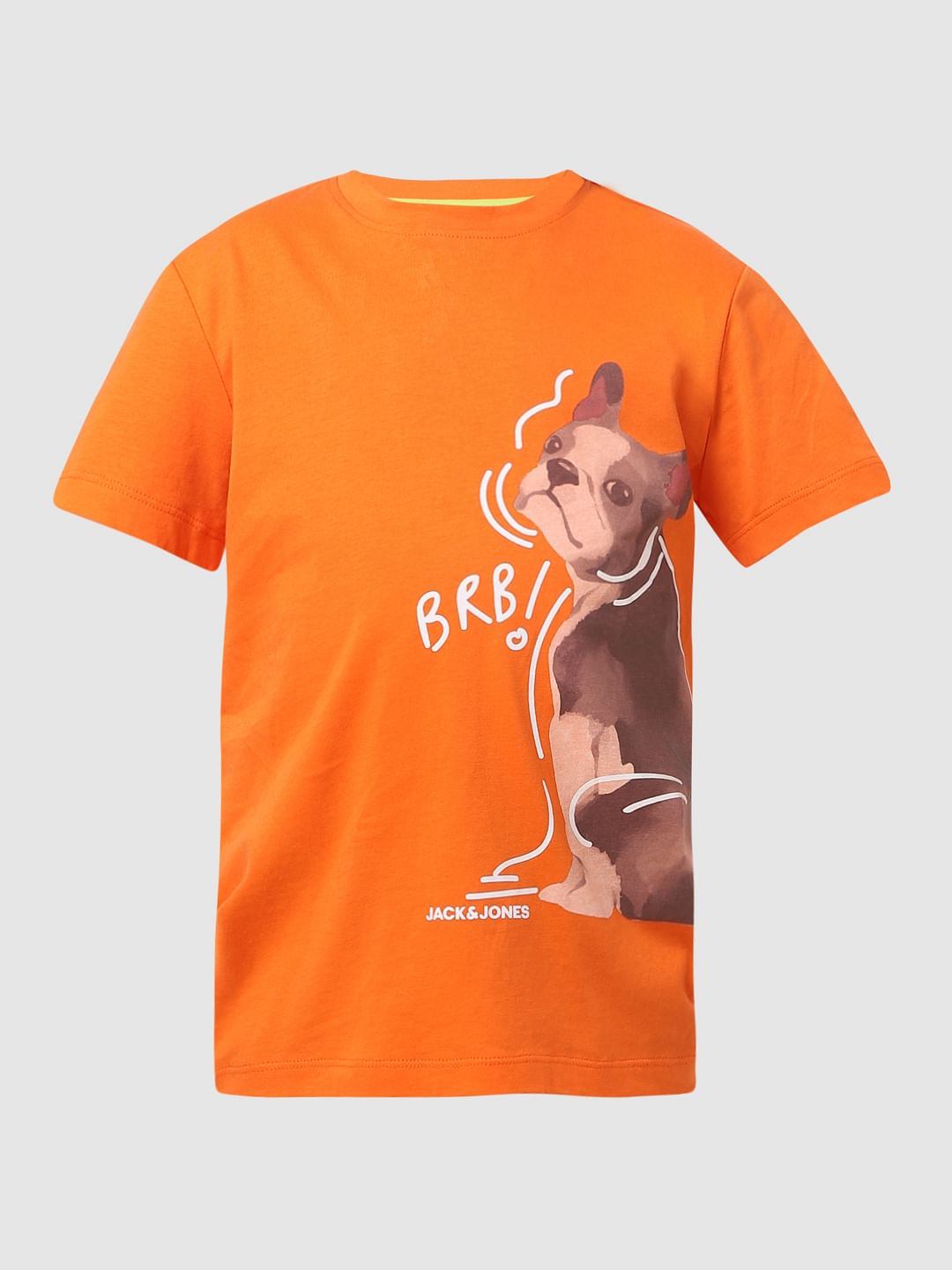 Boys Orange Graphic Print T-shirt