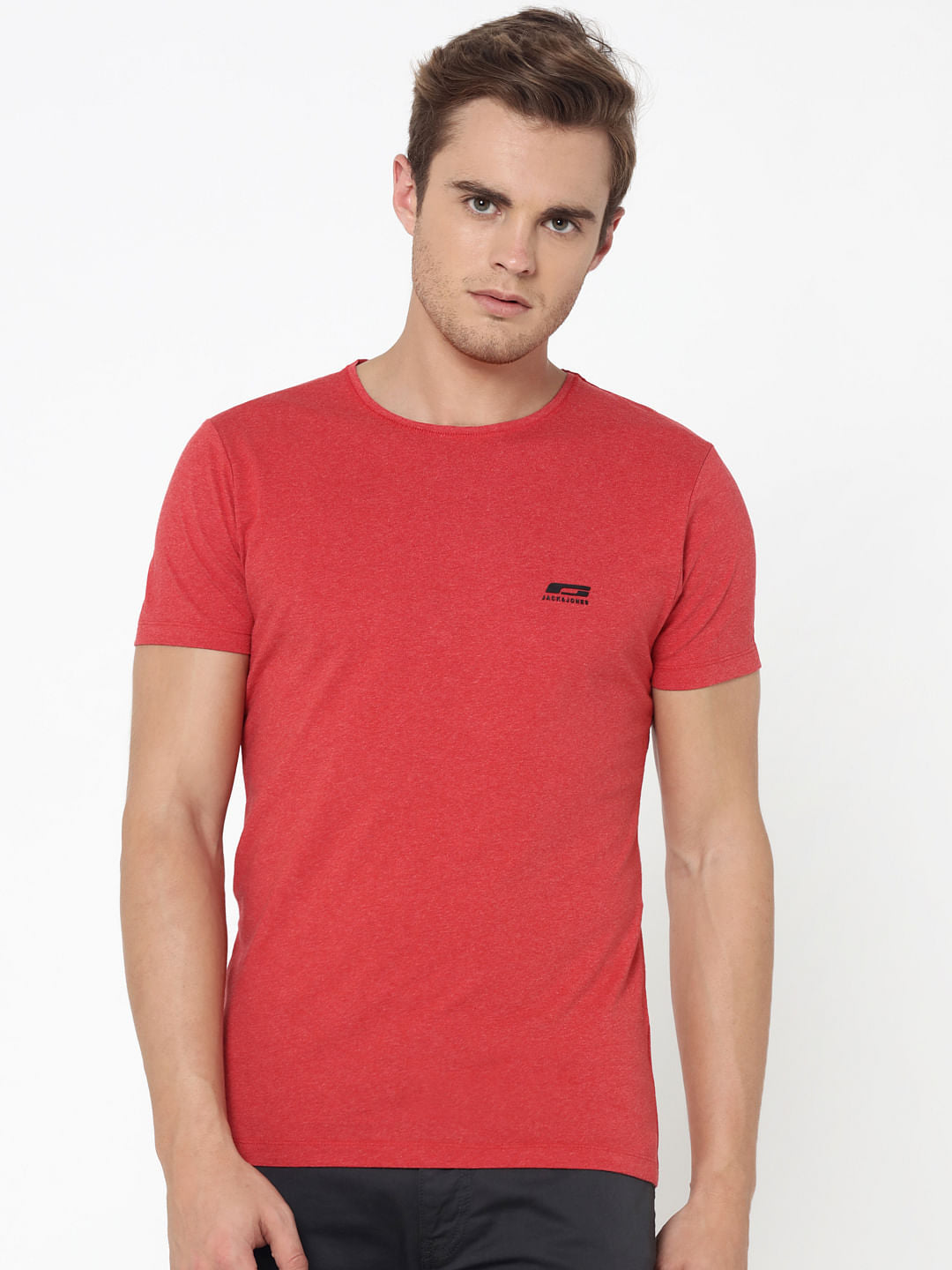 Pack Of Two Crew Neck T-Shirts- Red & White
