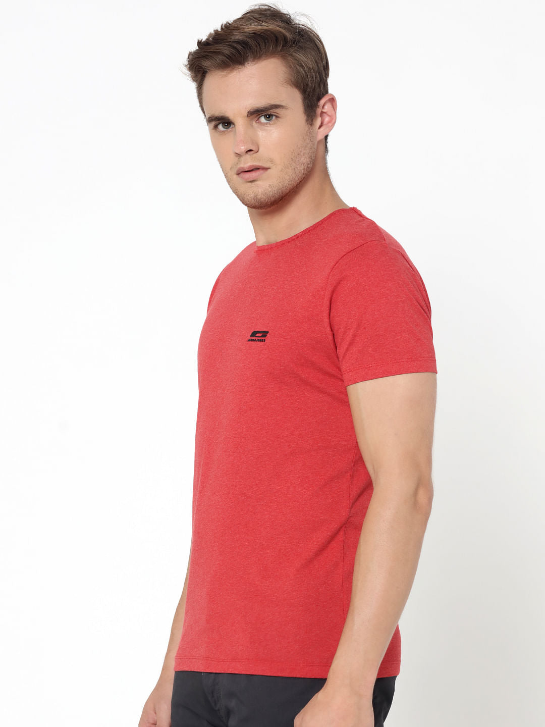 Pack Of Two Crew Neck T-Shirts- Red & White