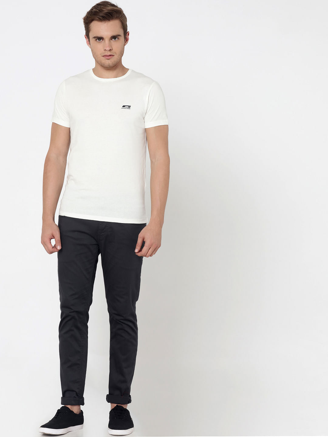 Pack Of Two Crew Neck T-Shirts- Red & White