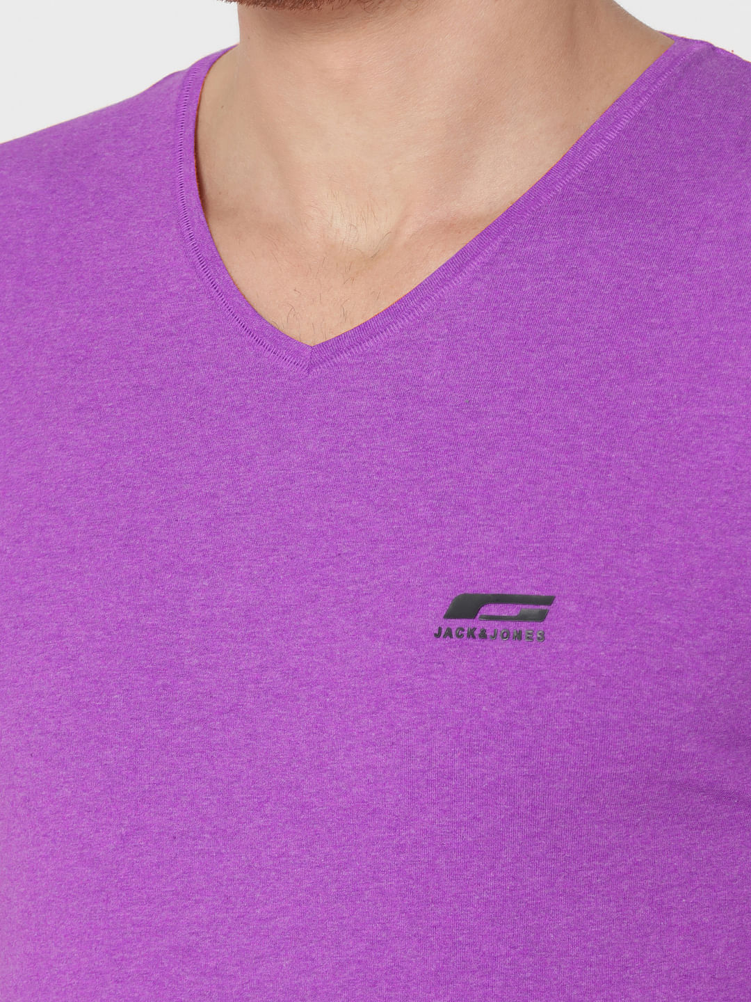 Pack Of Two V-Neck T-Shirts- Purple And Black