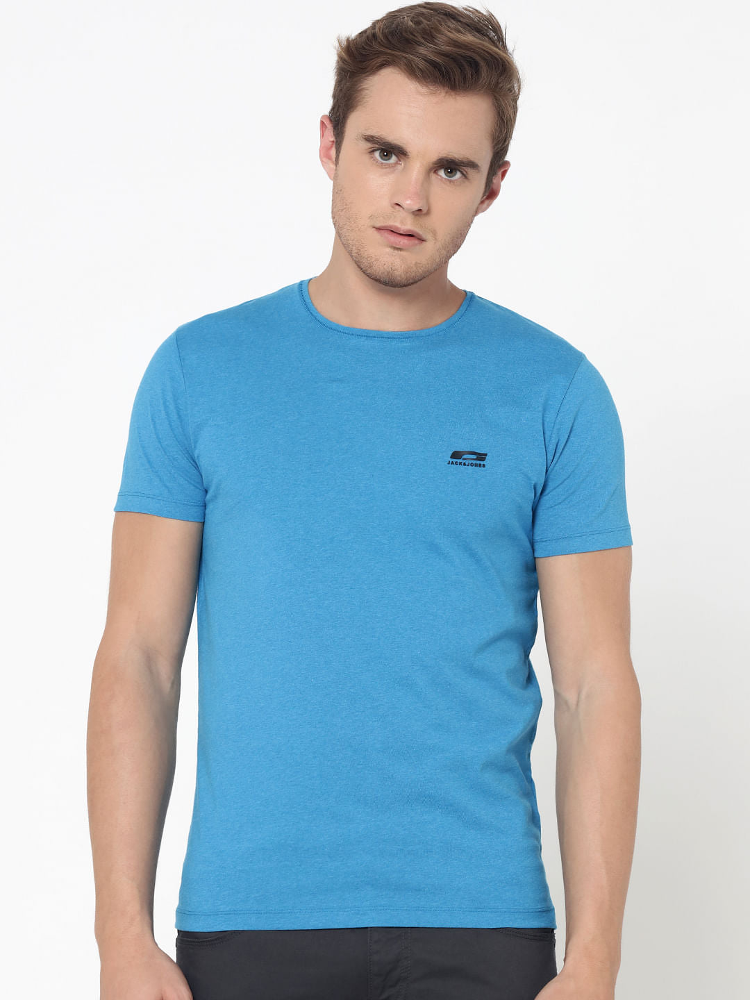 Pack Of Two Crew Neck T-Shirts- Yellow And Blue