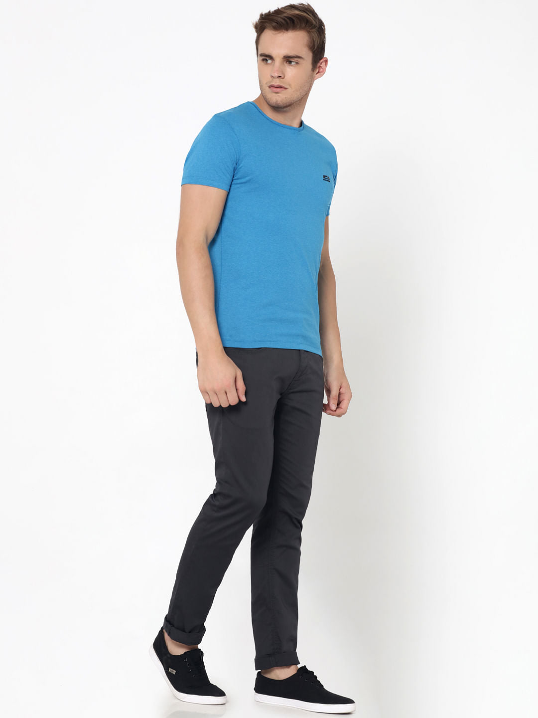 Pack Of Two Crew Neck T-Shirts- Yellow And Blue