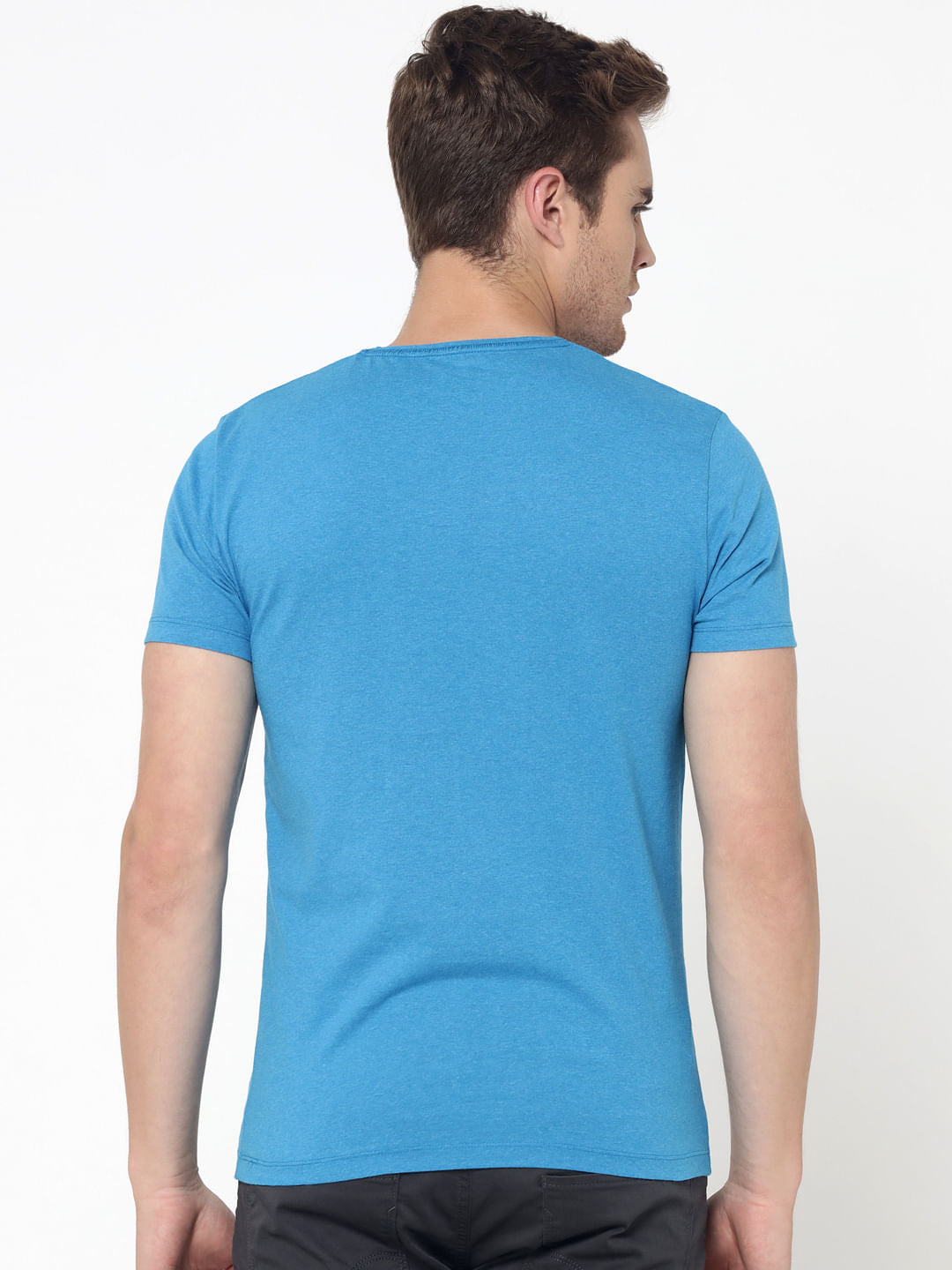 Pack Of Two Crew Neck T-Shirts- Yellow And Blue