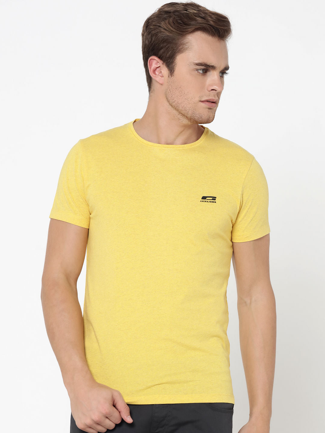 Pack Of Two Crew Neck T-Shirts- Yellow And Blue