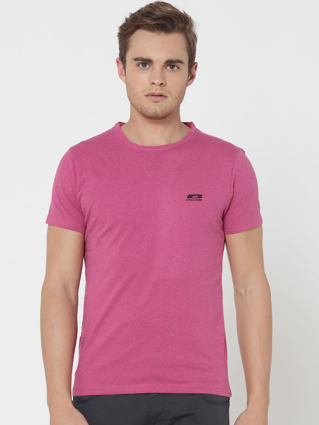Pack Of Two Crew Neck T-Shirts- Pink And Black - S