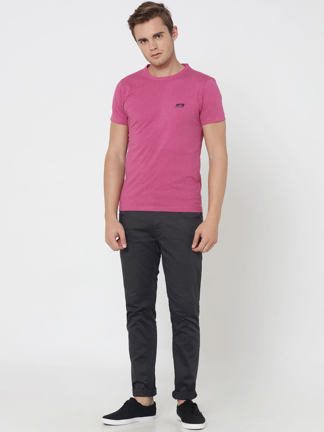 Pack Of Two Crew Neck T-Shirts- Pink And Black