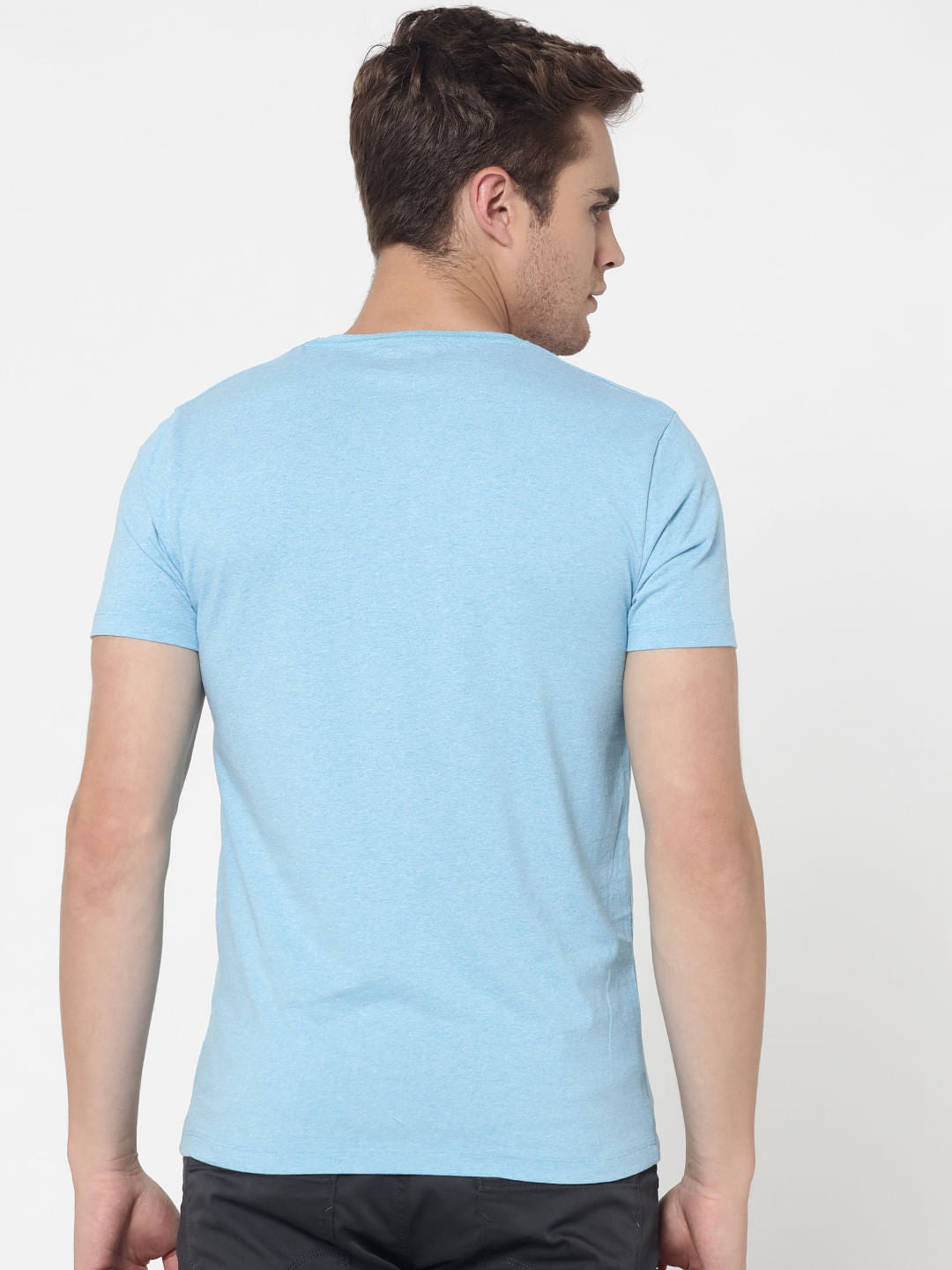 Pack Of Two V-Neck T-Shirts- Light Blue And White