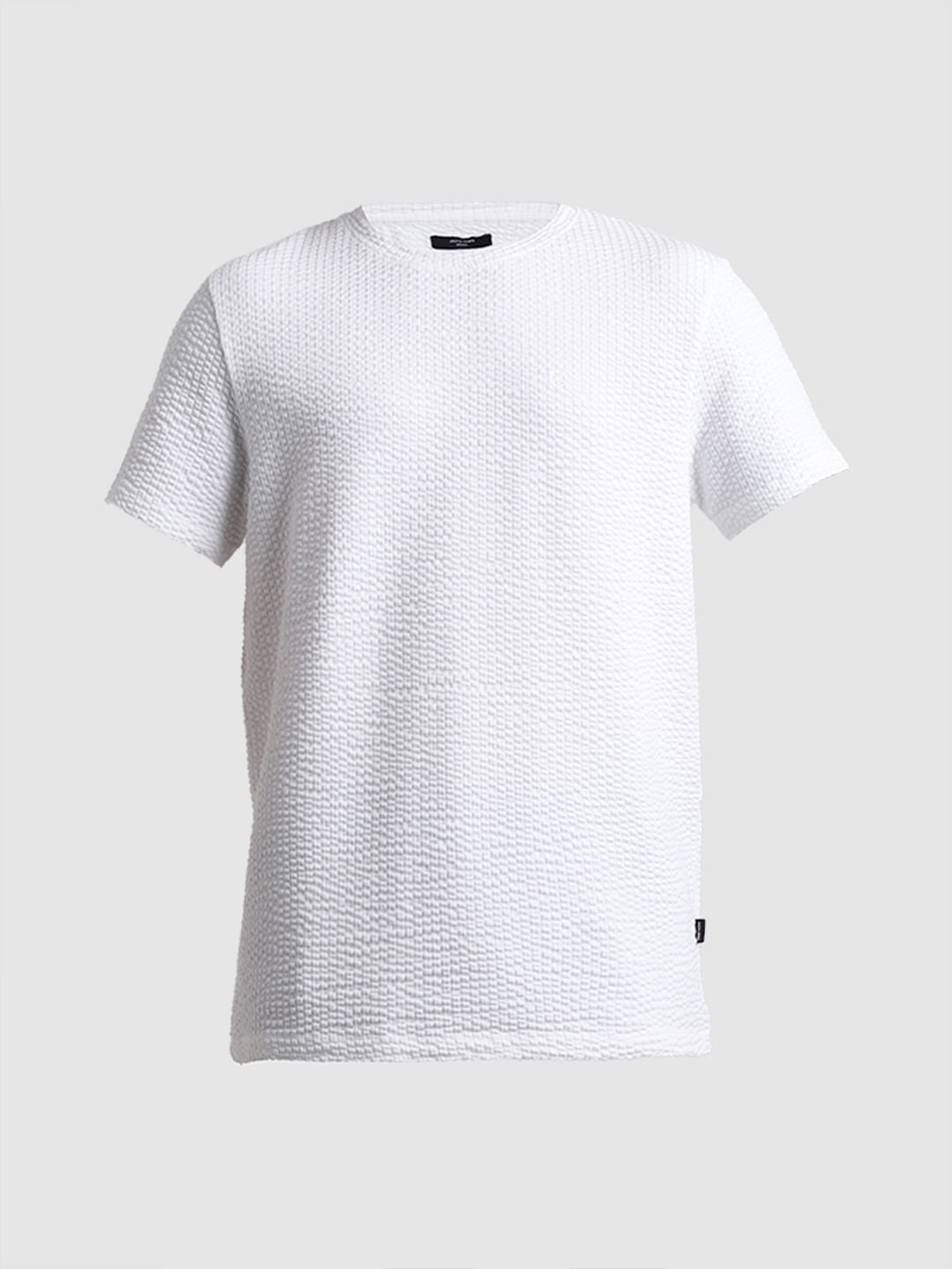 White Knitted Crew Neck T-shirt