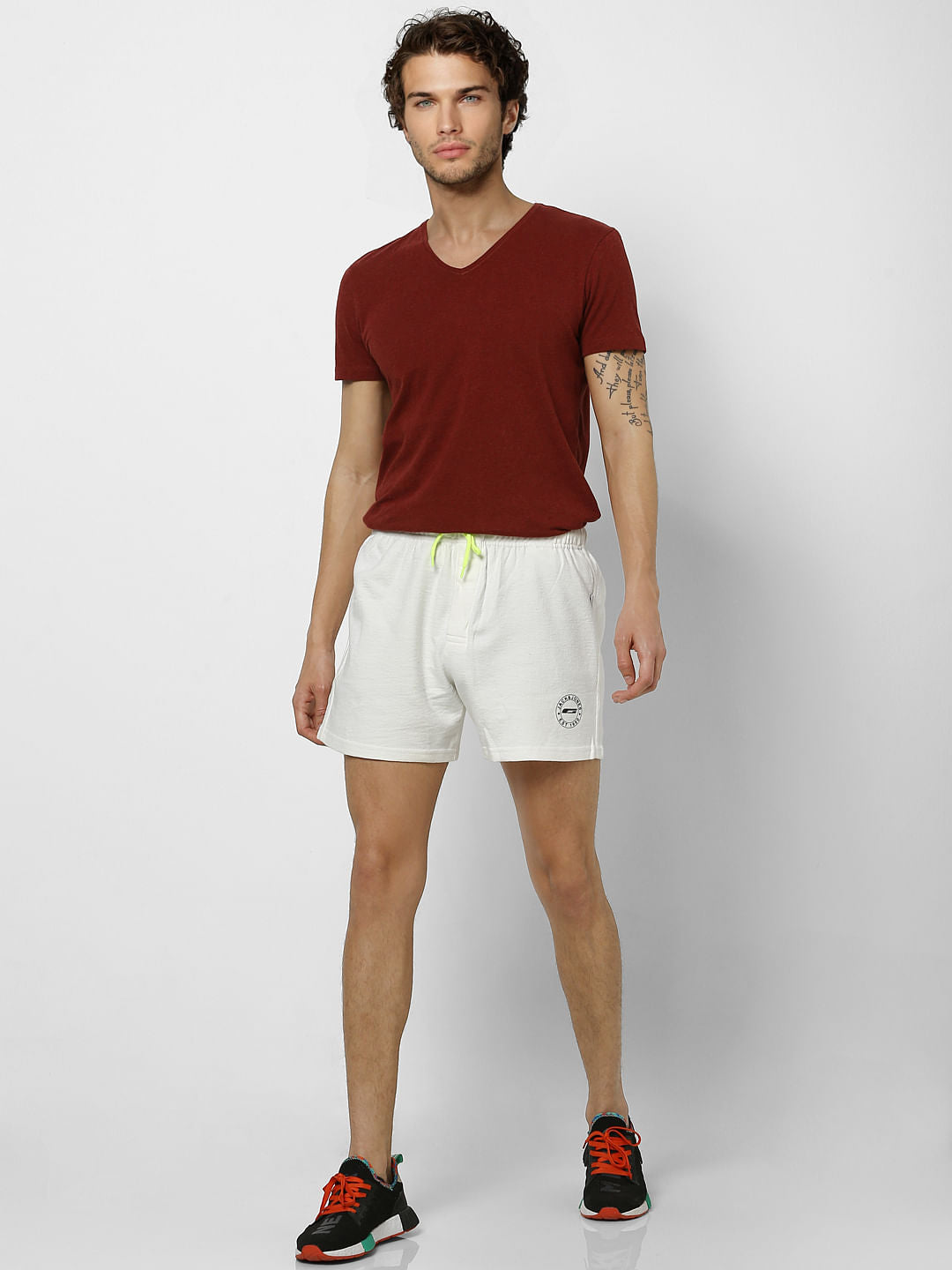 White Mid Rise Lounge Shorts - S