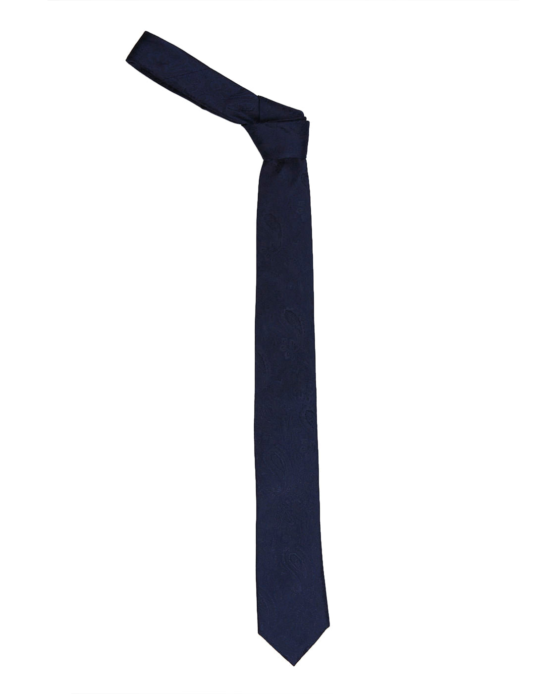 Navy Blue Self Design Tie - ONE
