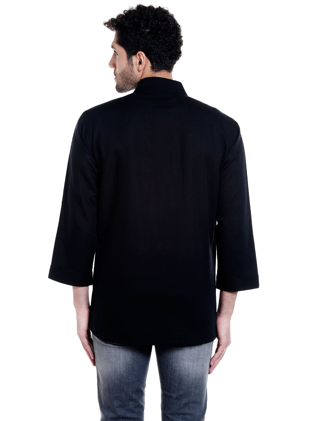 Black Front Tie Full Sleeves Overshirt