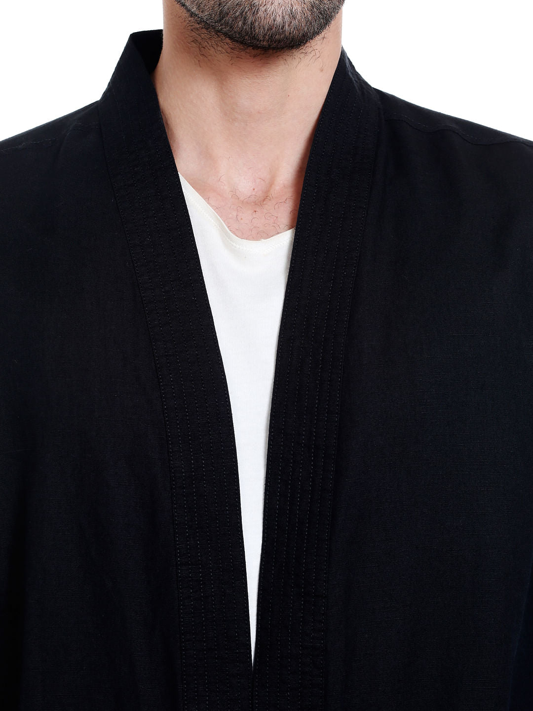 Black Front Tie Full Sleeves Overshirt