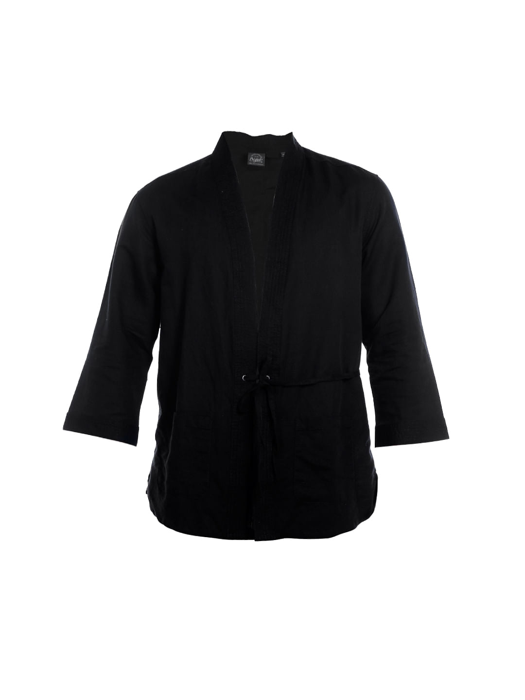 Black Front Tie Full Sleeves Overshirt