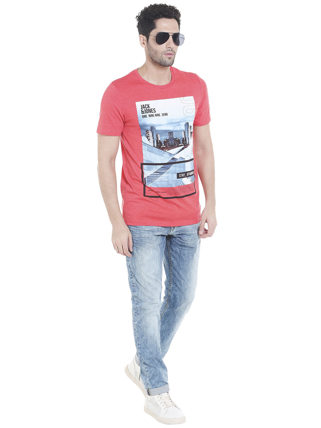 Red Graphic Print Crew Neck T-shirt
