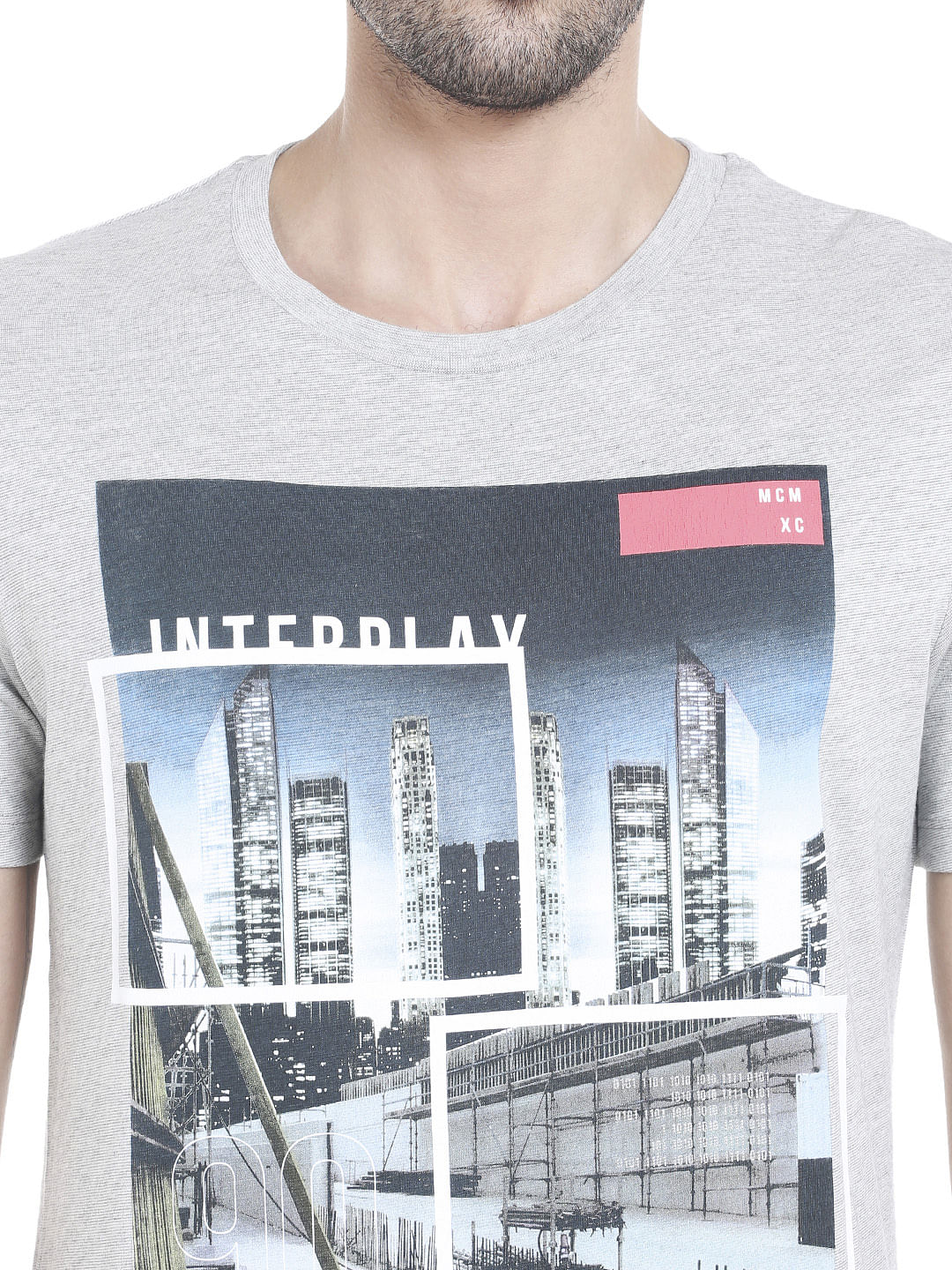 Grey Graphic Print Crew Neck T-shirt