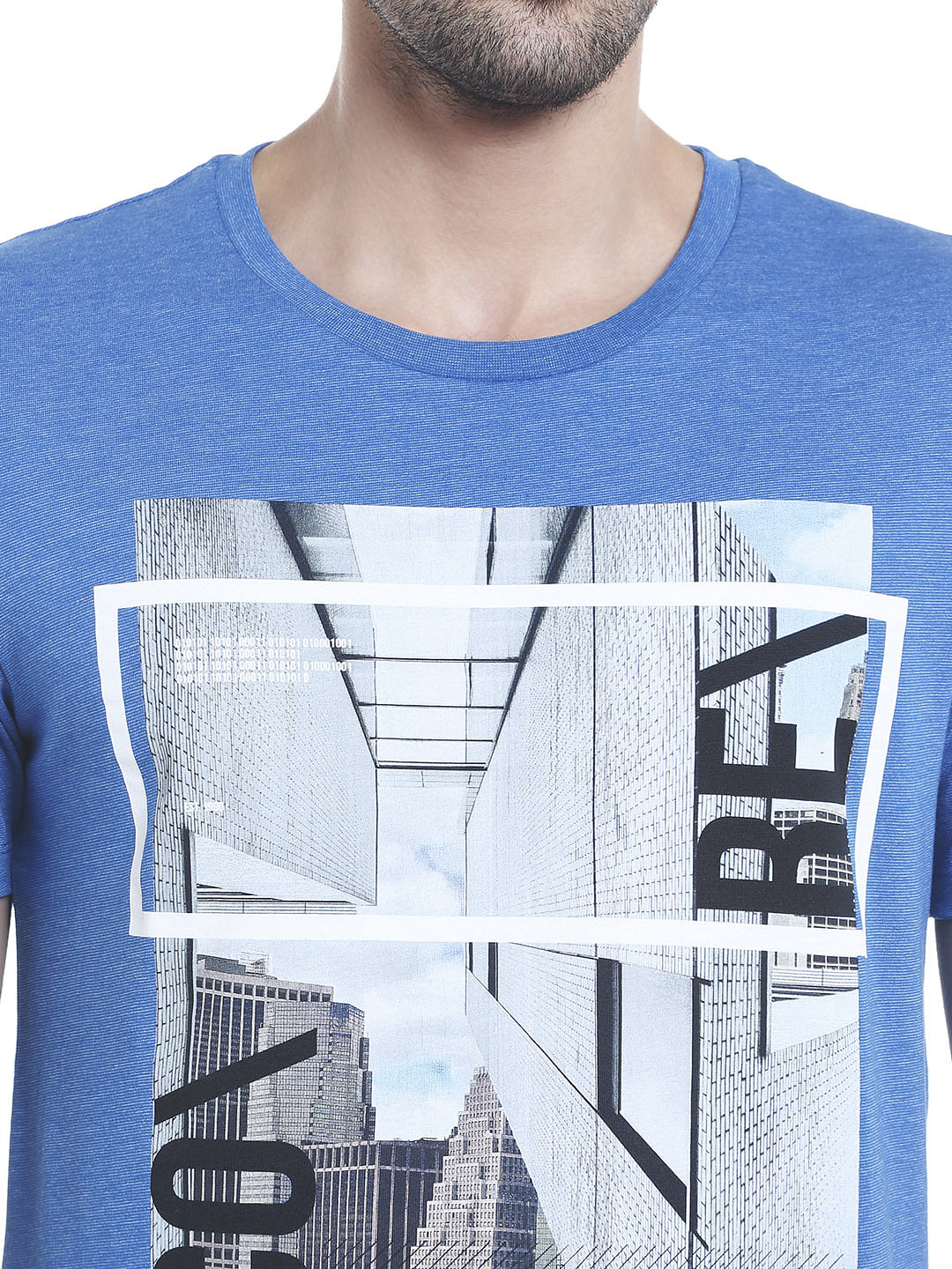 Blue Graphic Print Crew Neck T-shirt