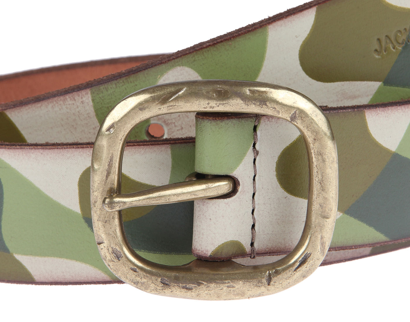 Green Camo Leather Belt