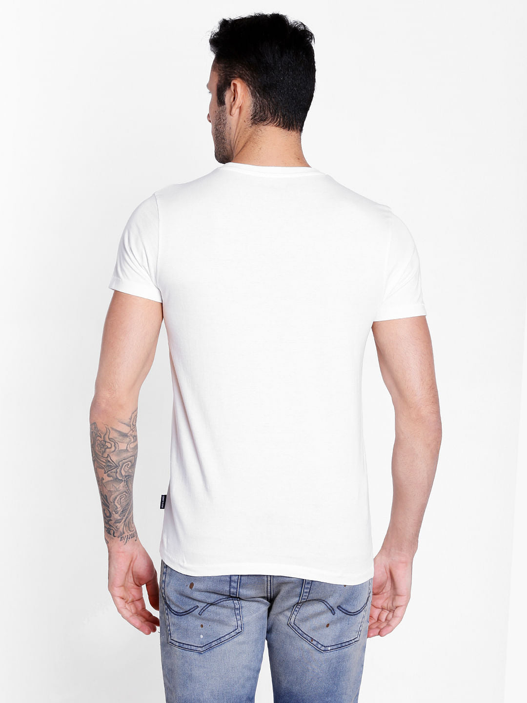 White Text Print Crew Neck T-Shirt