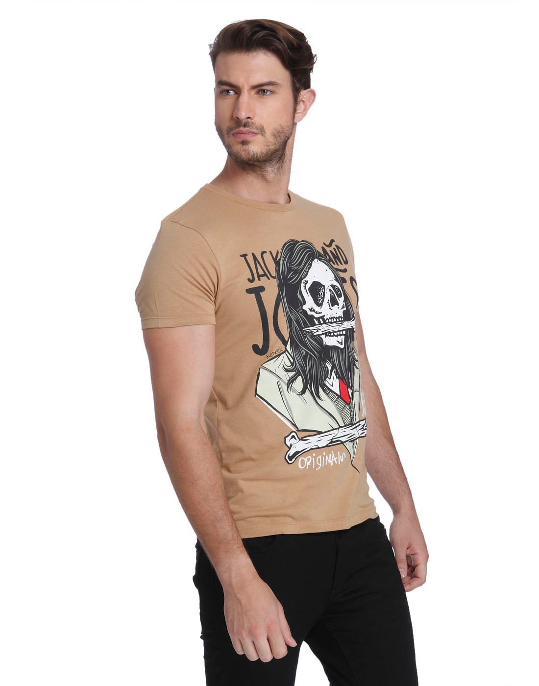 Brown Graphic Print Crew Neck T-shirt