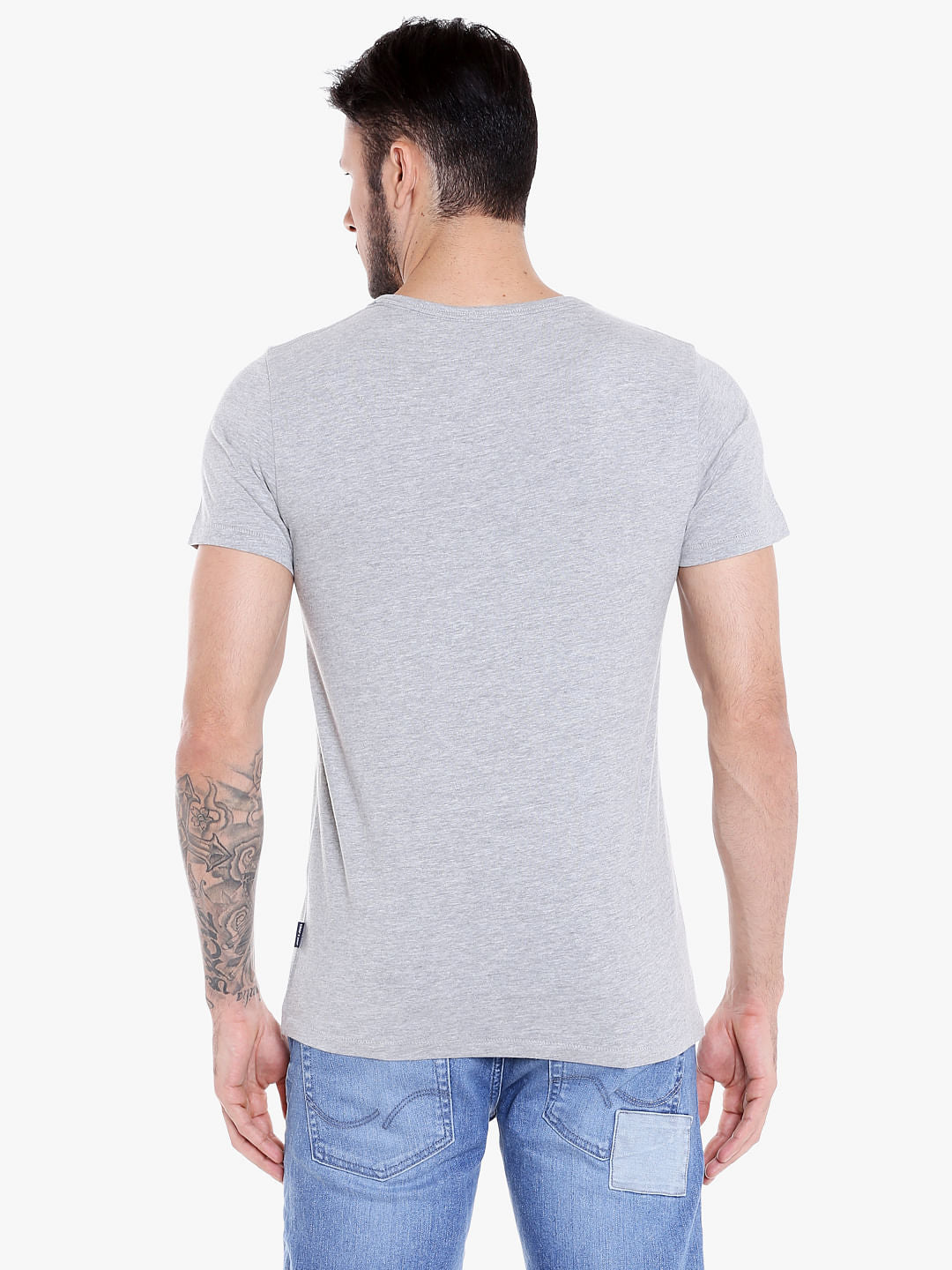 Grey Graphic Print Crew Neck T-shirt