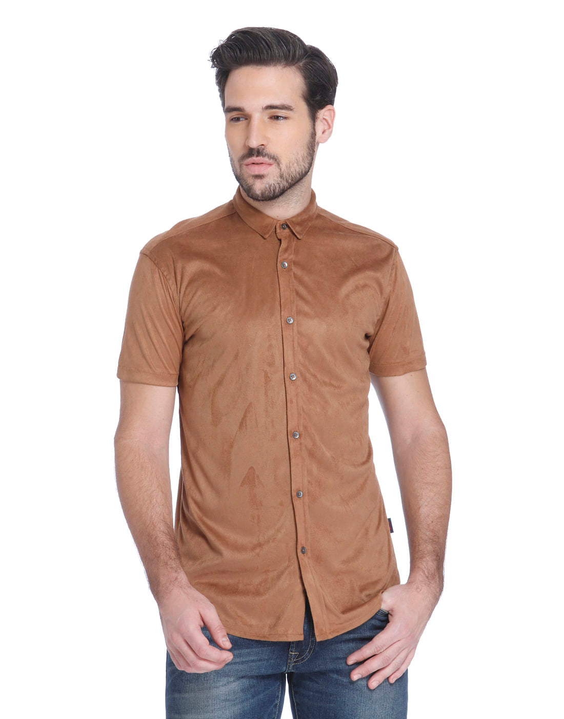 Brown Short Sleeves Shirt - S