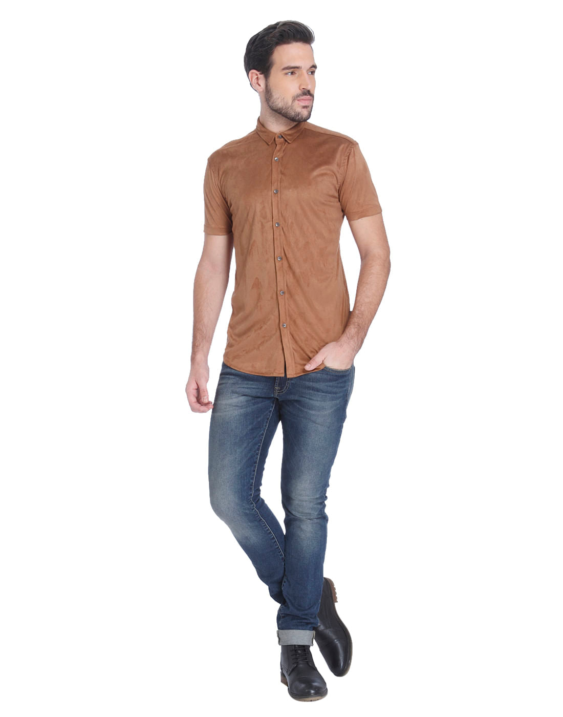 Brown Short Sleeves Shirt
