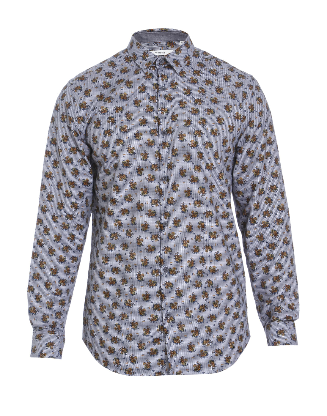 Grey All Over Print Full Sleeves Shirt