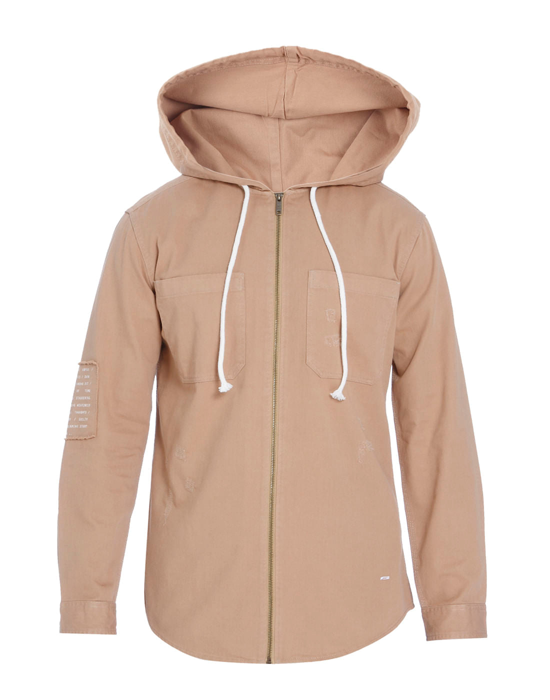 Brown Hooded Zip Up Shirt
