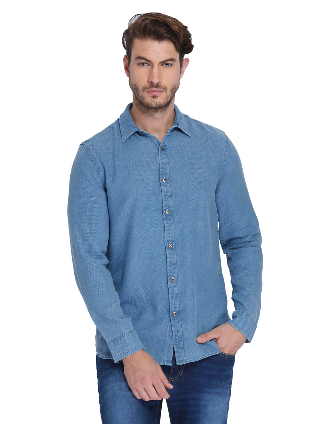Blue Full Sleeves Shirt - S