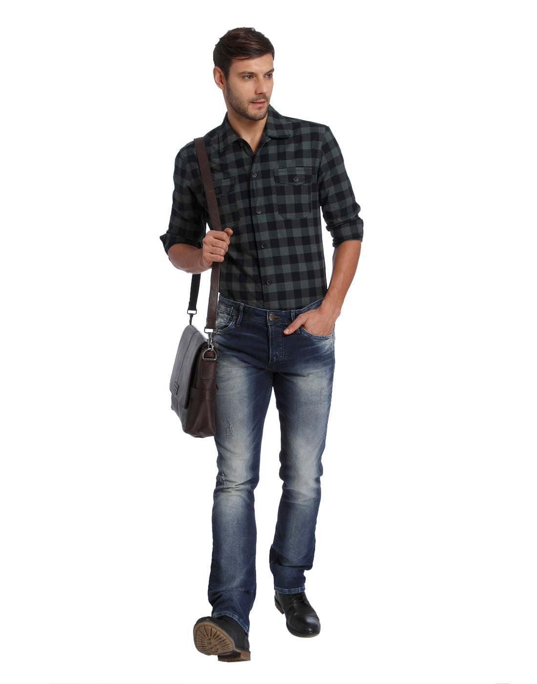 Green Check Print Full Sleeves Shirt