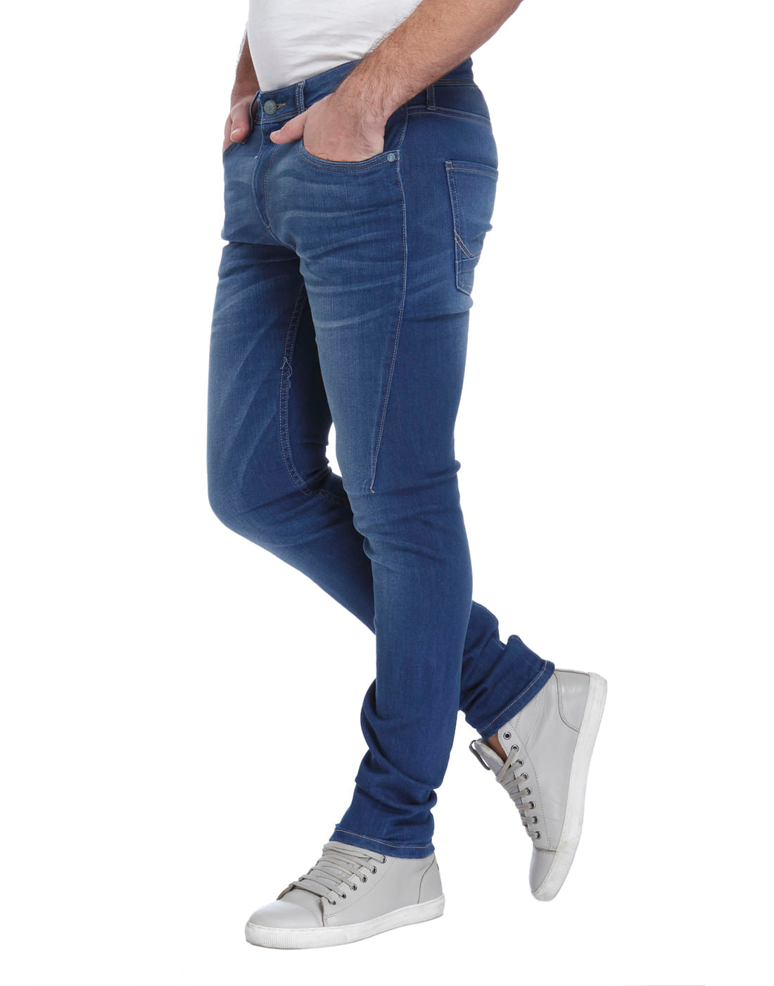 Blue Mid Rise Ben Washed Skinny Jeans