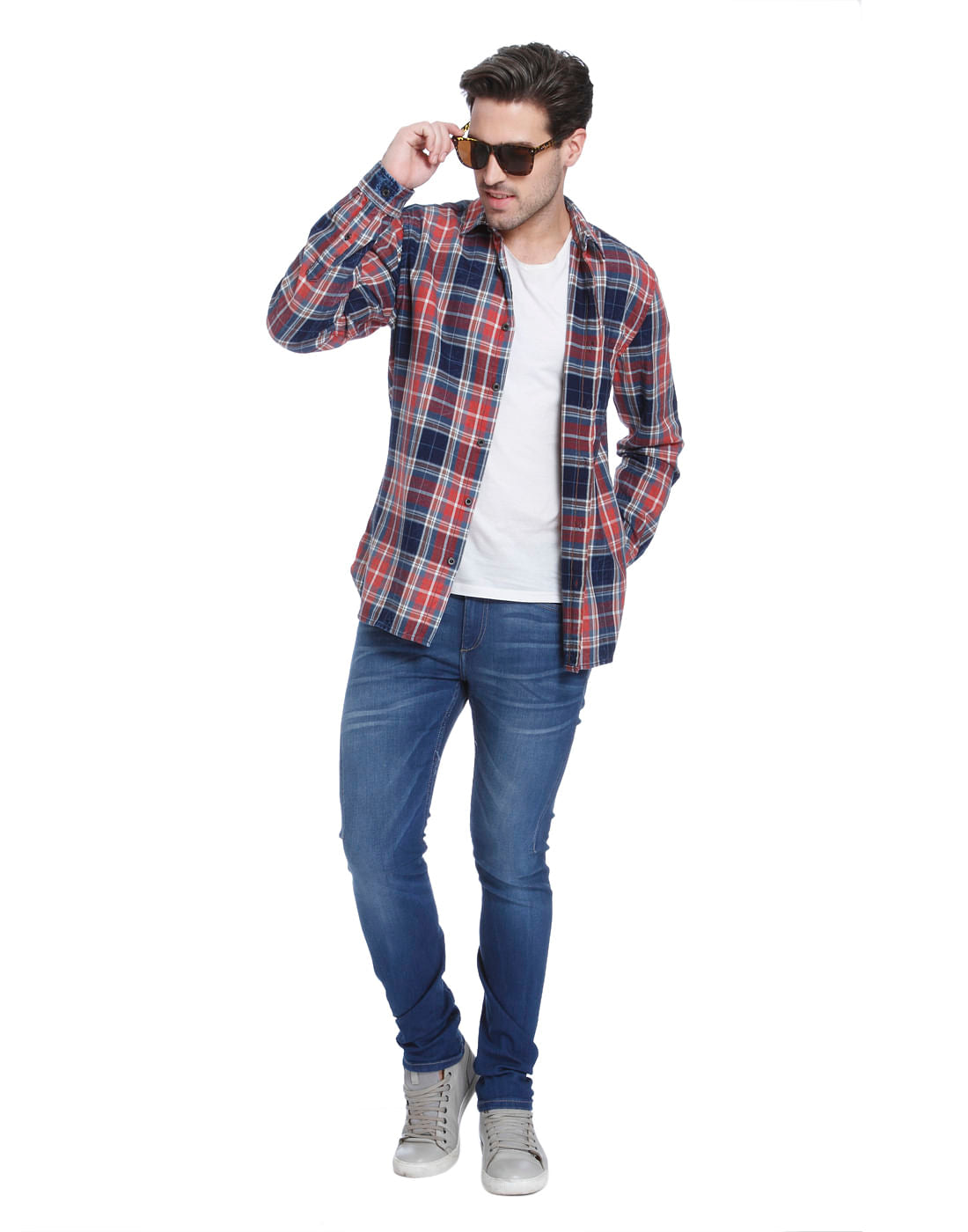 Blue Mid Rise Ben Washed Skinny Jeans